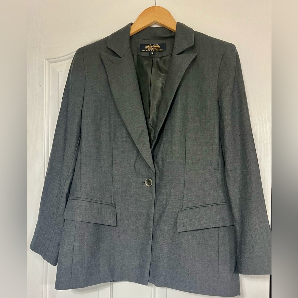 Brooks Brothers Gray Wool Skirt Suit Size 12